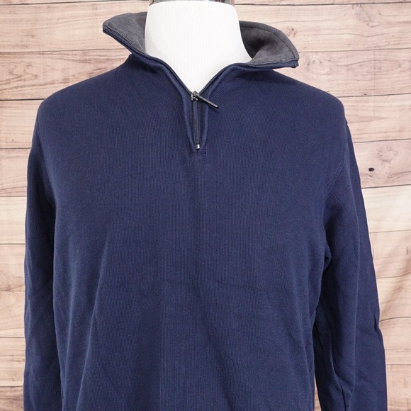 VAN HEUSEN BLUE 1/4 ZIP UP PULLOVER SWEATER MENS SIZE M MEDIUM - Picture 1 of 5